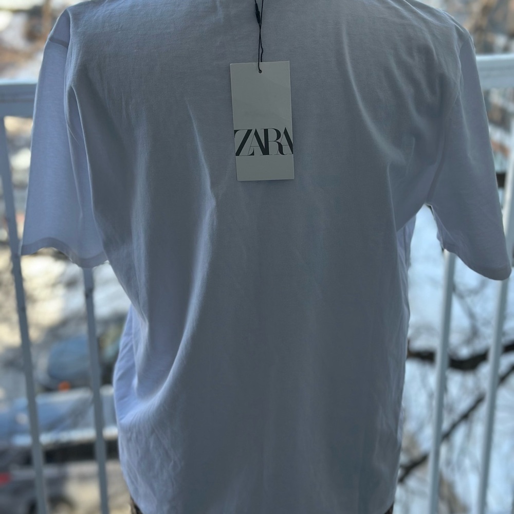 Zara White Tee with Pink Floral Details - Picture 10 of 12